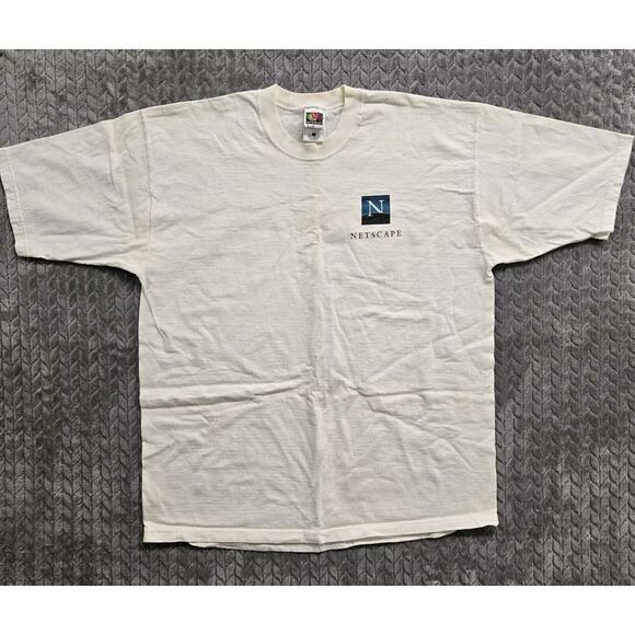 Vintage NETSCAPE Logo T-Shirt Internet Y2K Size XL Lighthouse Rare